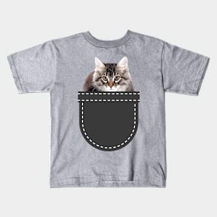 Cat in Pocket (Siberian Cat) Kids T-Shirt